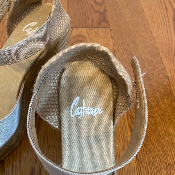 Castaner Spain wedge-heeled espadrilles gold rattan ankle strap Sandals  37 - Picture 8 of 11